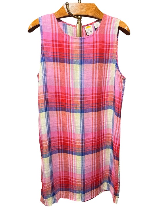 C&C California Dresses & Skirts - C&C California 100% Linen Pink, Red & Green Plaid Shift Tank Dress Large